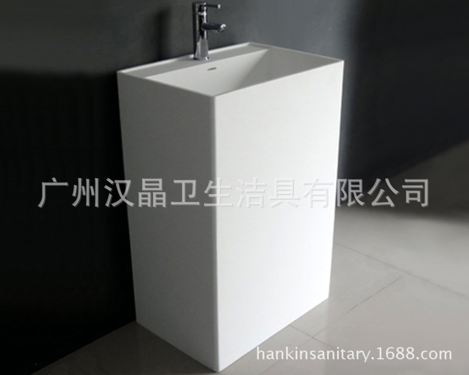 【汉晶 洗手柱盆长方体立柱盆人造石面盆】图片_品牌_生产供应商厂家-广州汉晶卫生洁具
